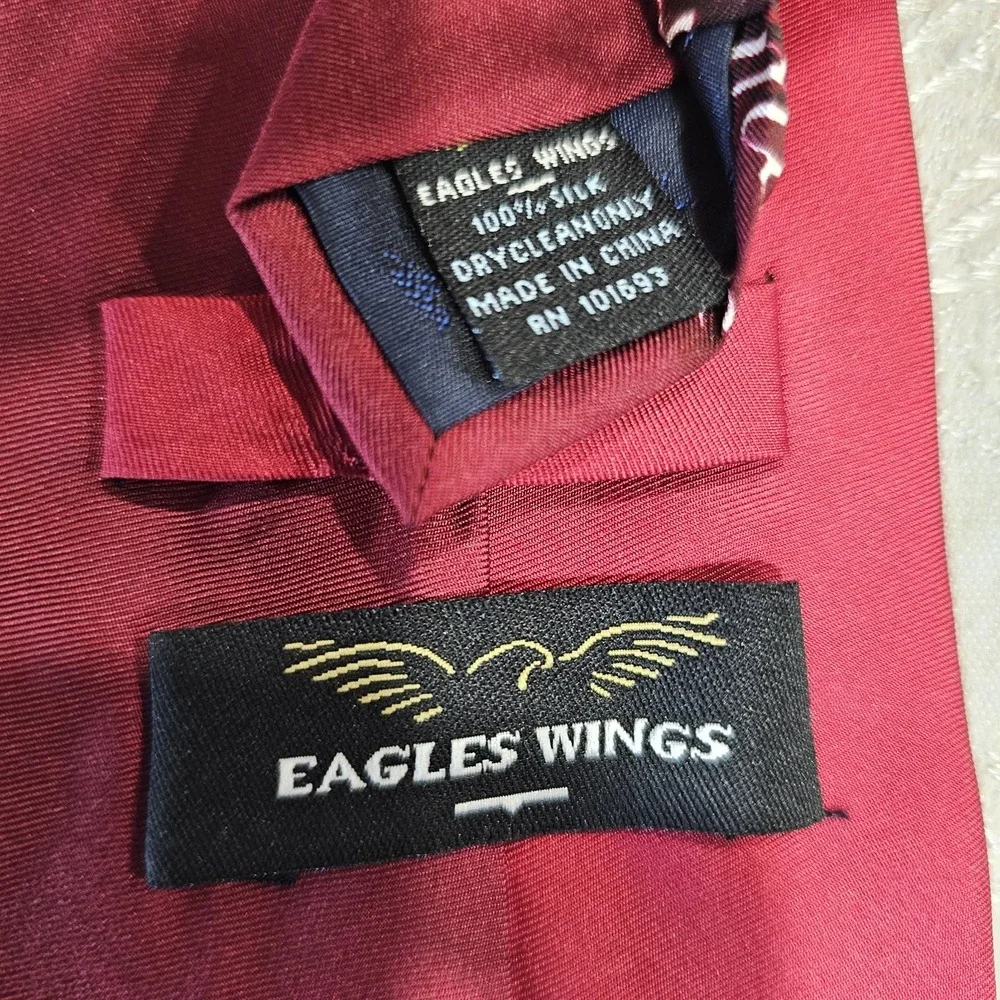 Eagles Wings Mens Christmas Tie 100% Silk Christian Red His Presence 58 Inch